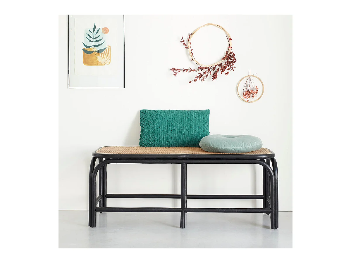 Banc en rotin et cannage 120 cm