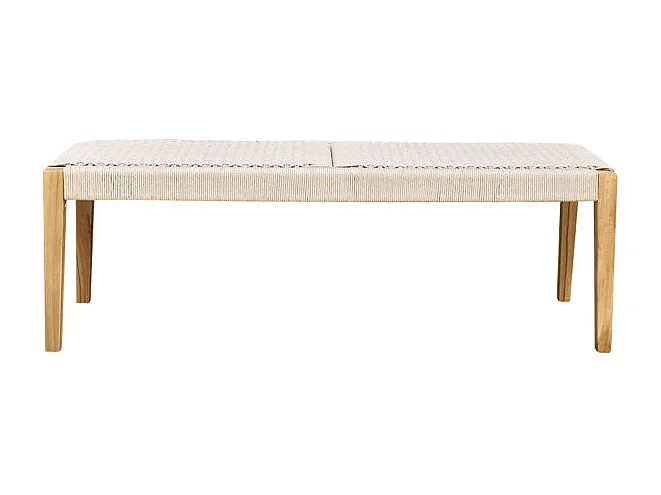Banc de jardin en teck massif et cordage 140cm Beige CALVI