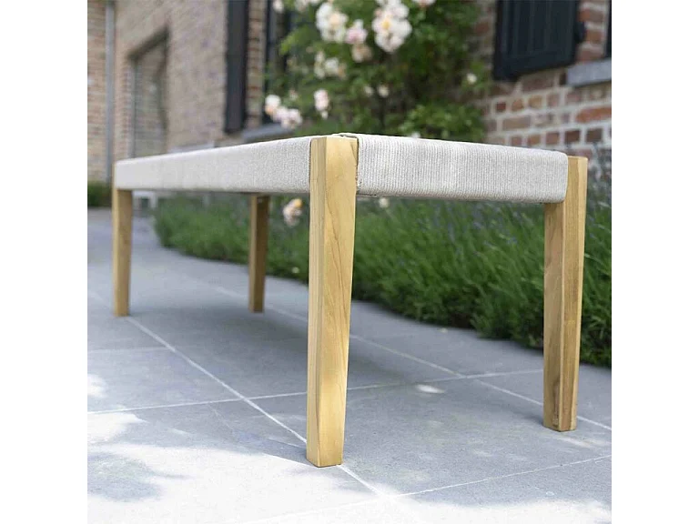 Banc de jardin en teck massif et cordage 140cm Beige CALVI