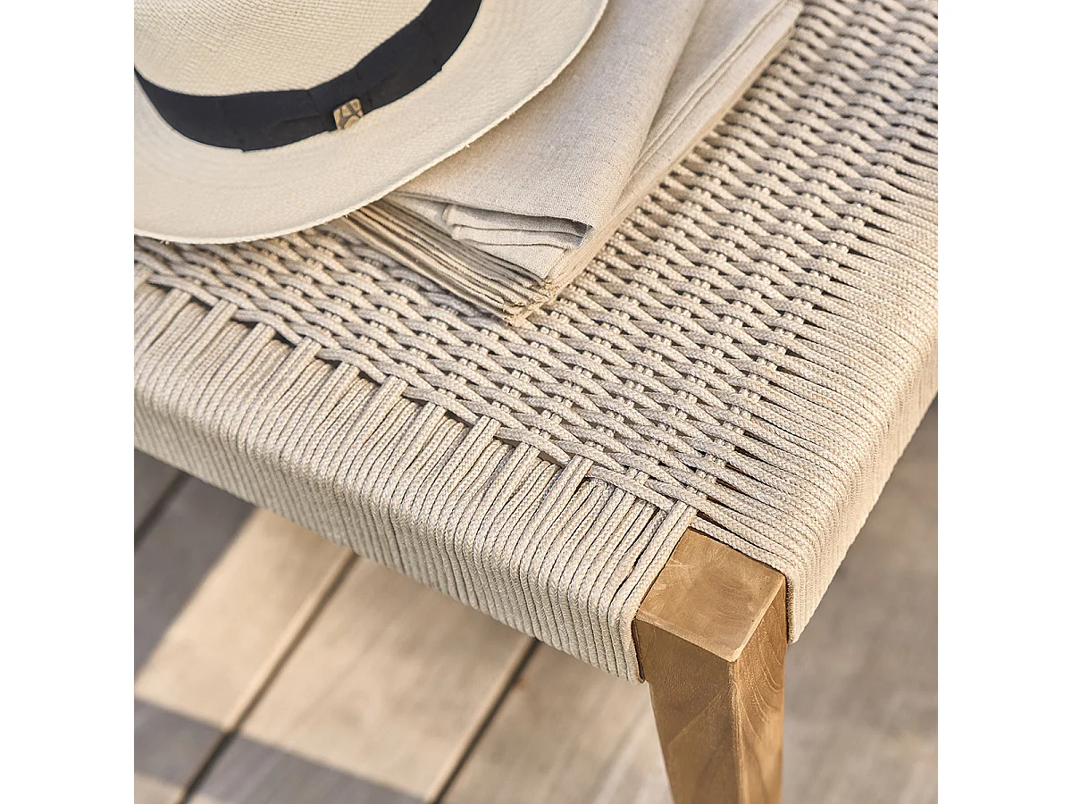 Banc de jardin en teck massif et cordage 3 places