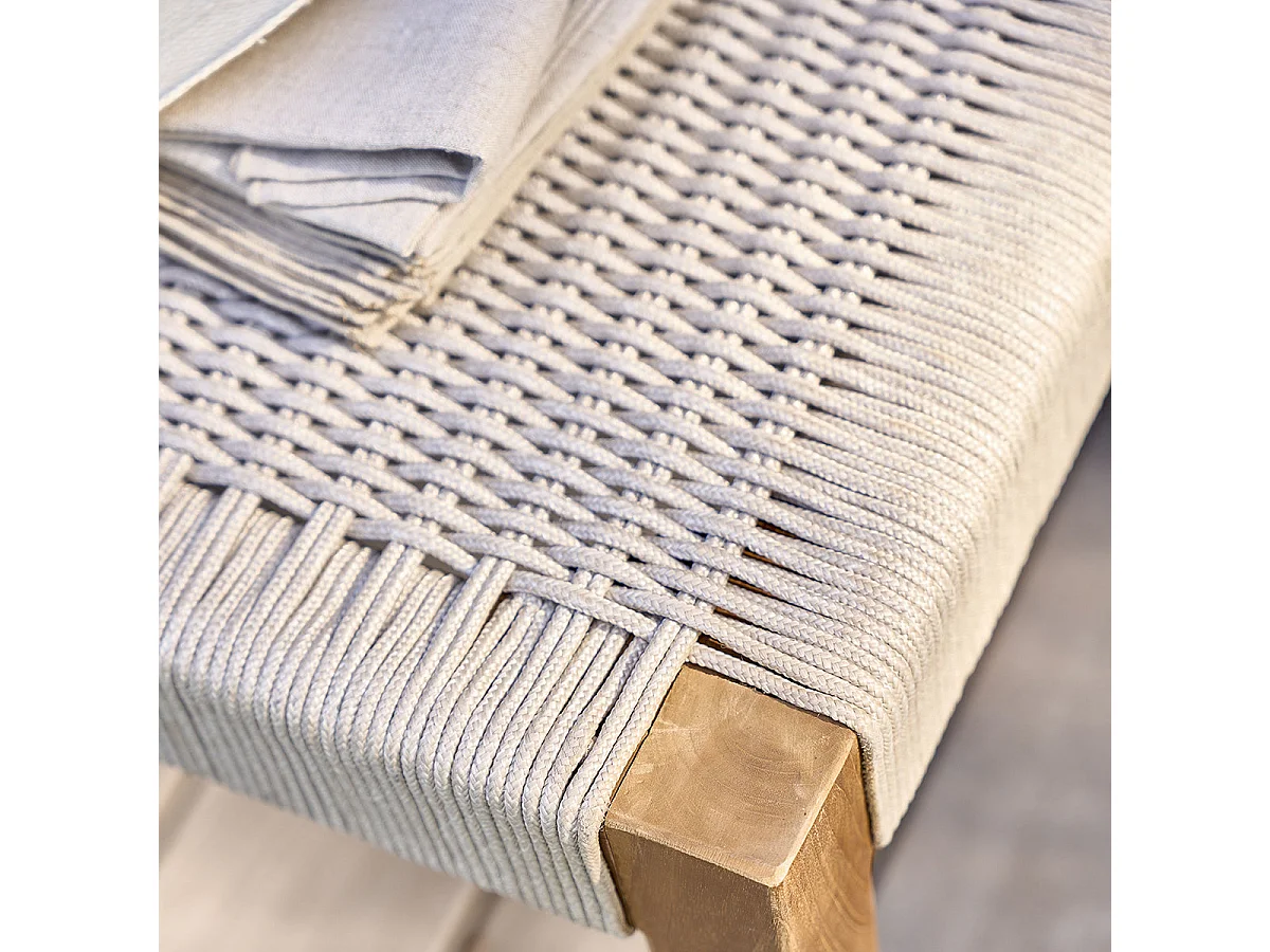 Banc de jardin en teck massif et cordage 3 places