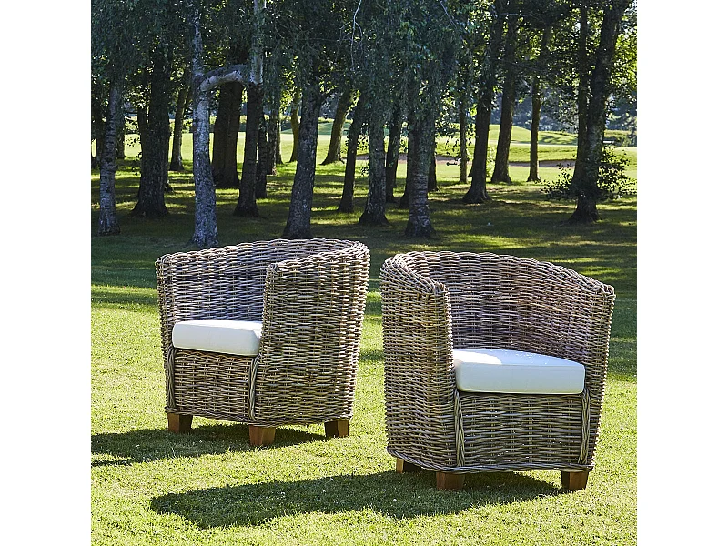 Set di 2 poltrone da giardino arrotondate in kubu