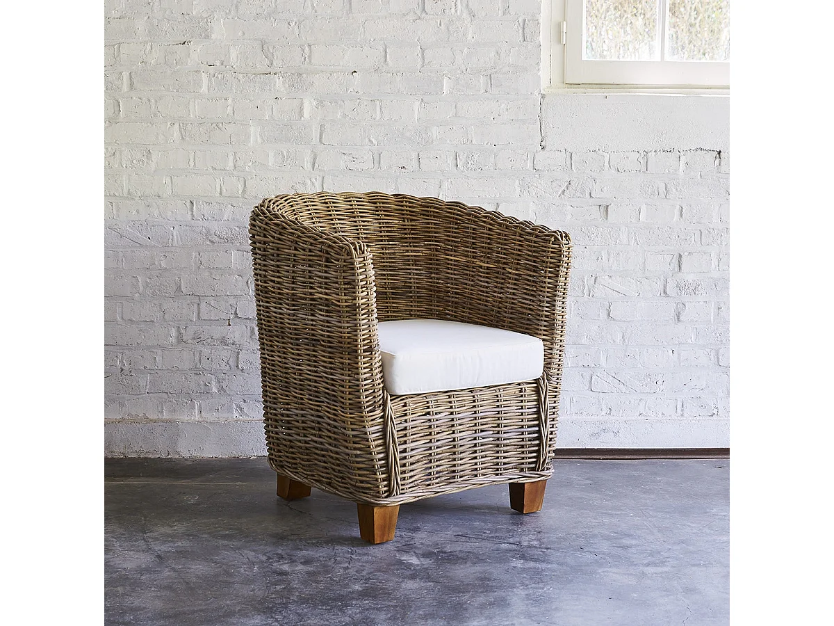 Lot de 2 fauteuils de jardin en kubu naturel