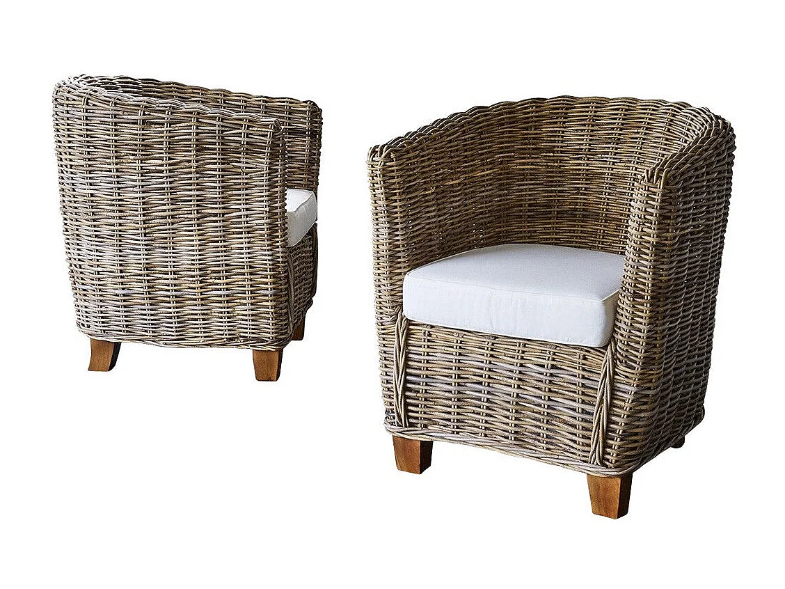 Lot de 2 fauteuils de jardin en kubu naturel
