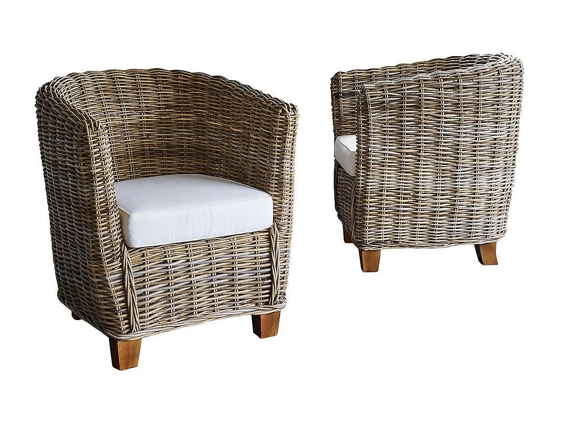 Set di 2 poltrone da giardino arrotondate in kubu