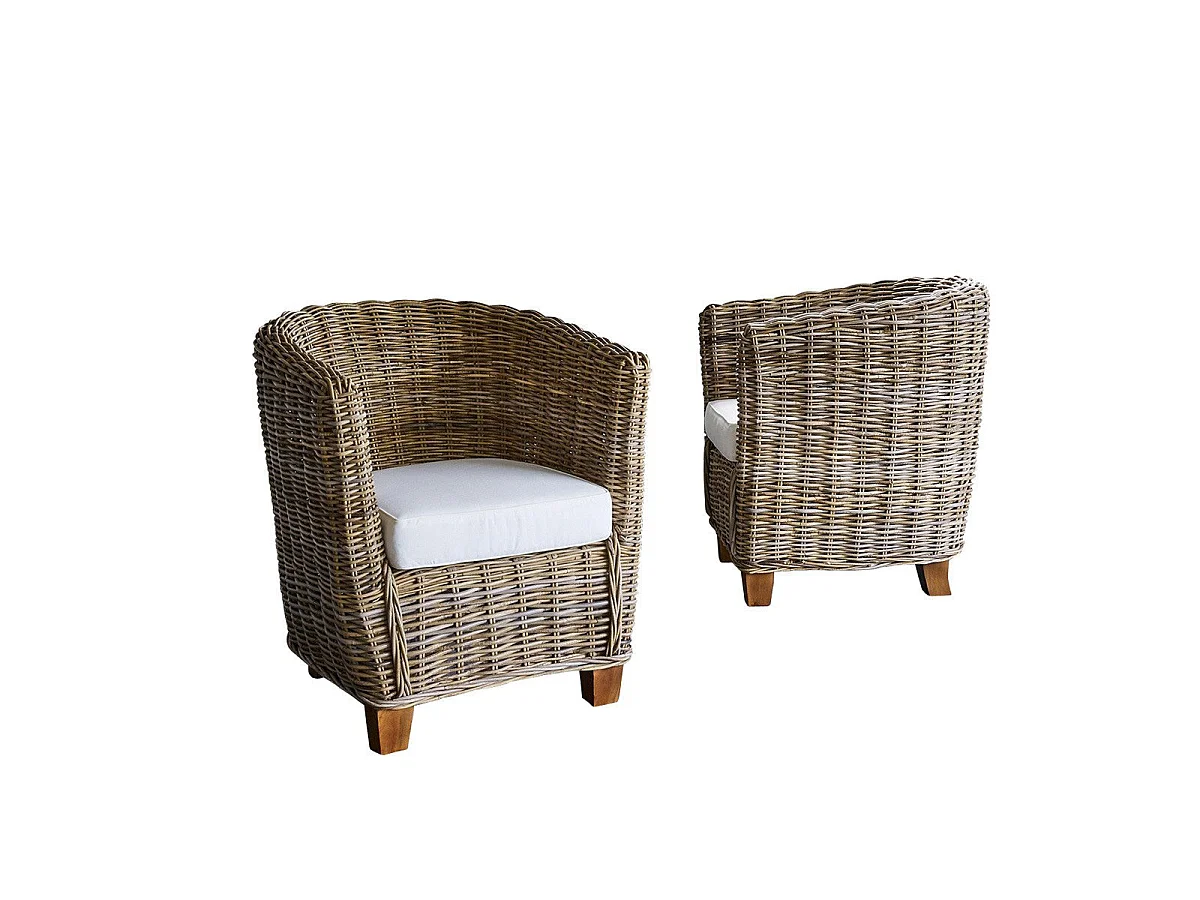 Lot de 2 fauteuils de jardin en kubu