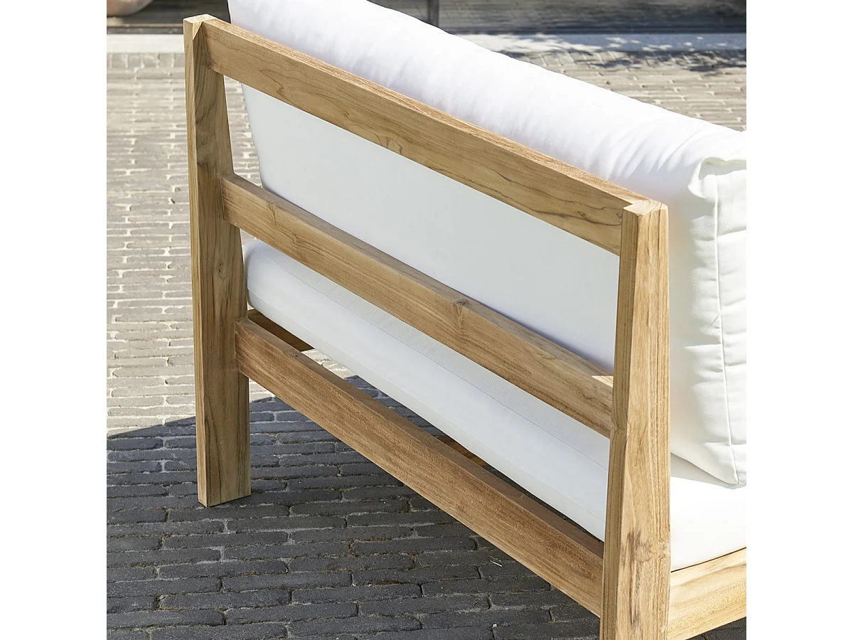 Fauteuil de jardin en teck massif et tissu Blanc TOUQUET