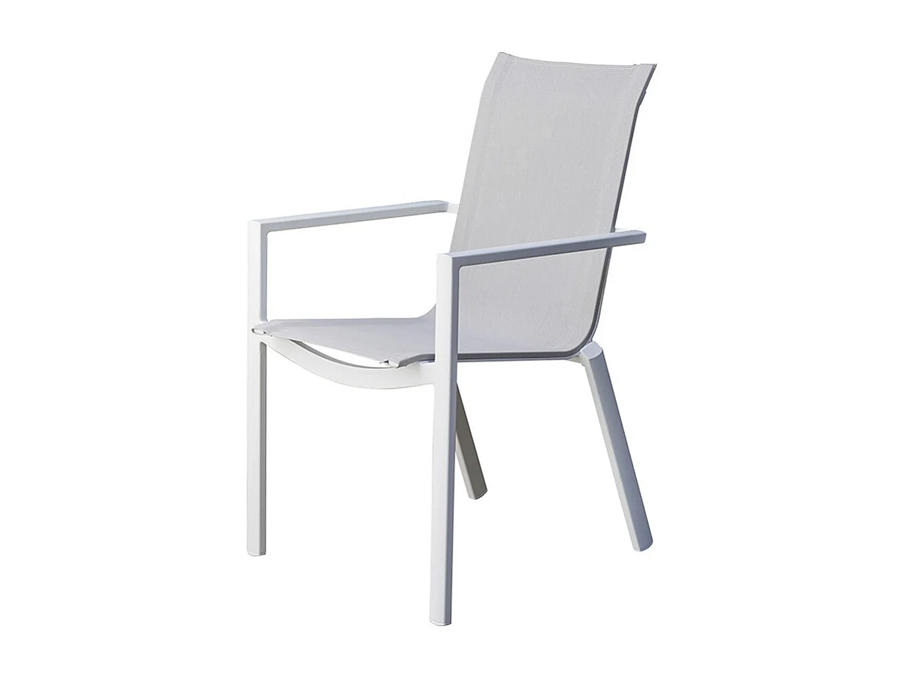 Silla de jardín de aluminio blanco y textileno gris