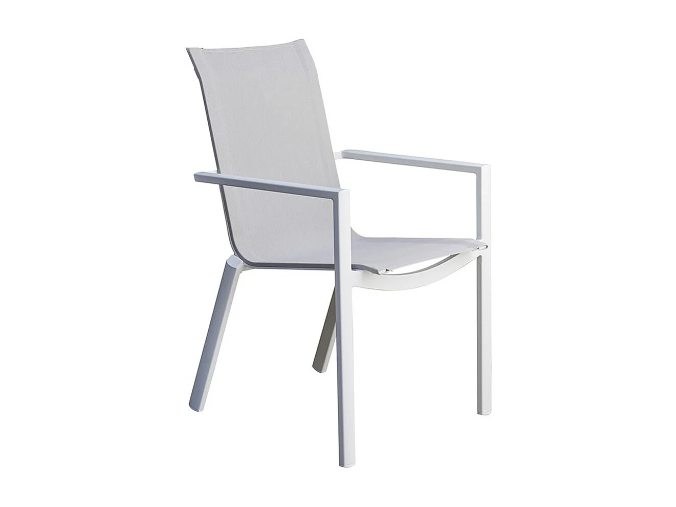 Fauteuil de jardin en aluminium blanc et textilène gris