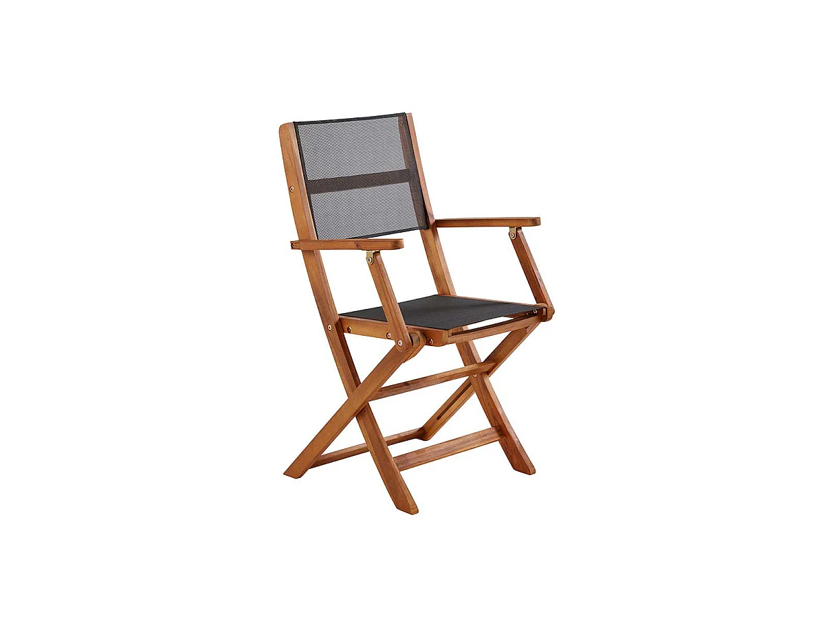 Fauteuil de jardin en acacia et textilène pliant