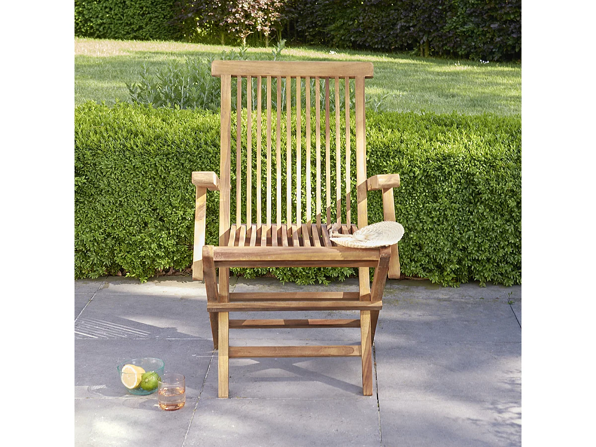 Silla de jardín de madera teca maciza aceitada