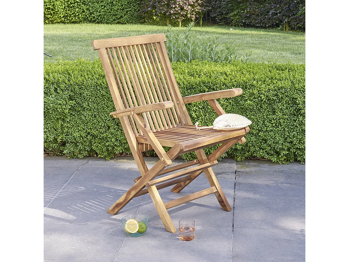 Poltrona da giardino pieghevole in teak massello oliato