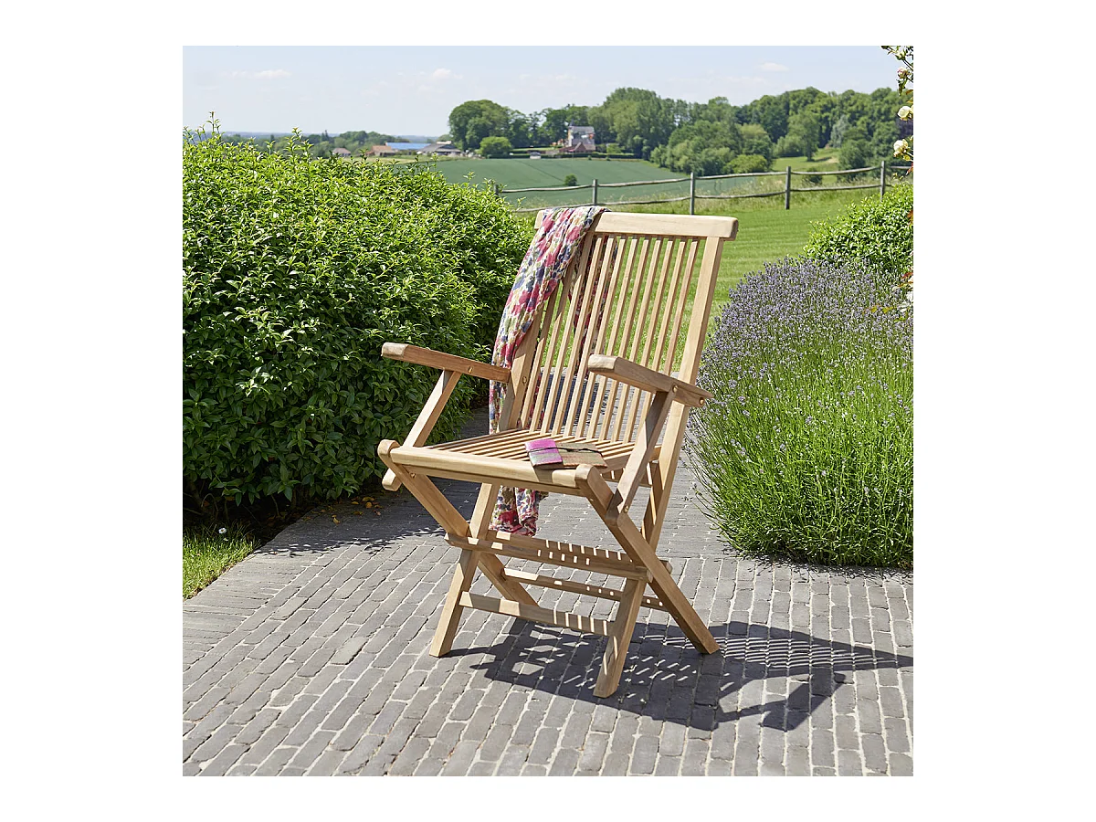 Fauteuil de jardin en teck massif pliant