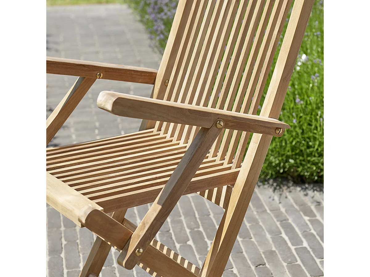 Fauteuil de jardin en teck massif pliant