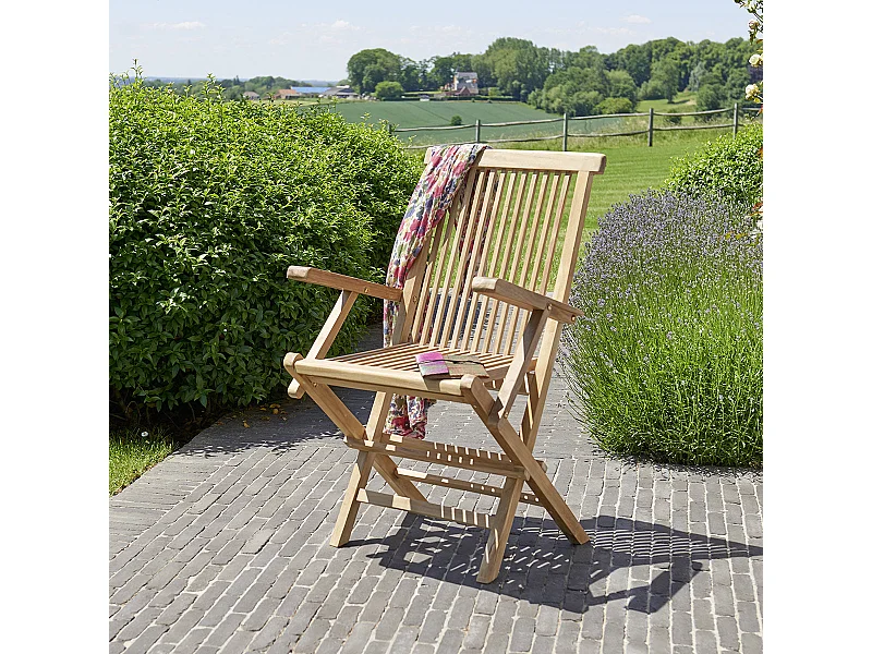 Fauteuil de jardin en teck massif pliant