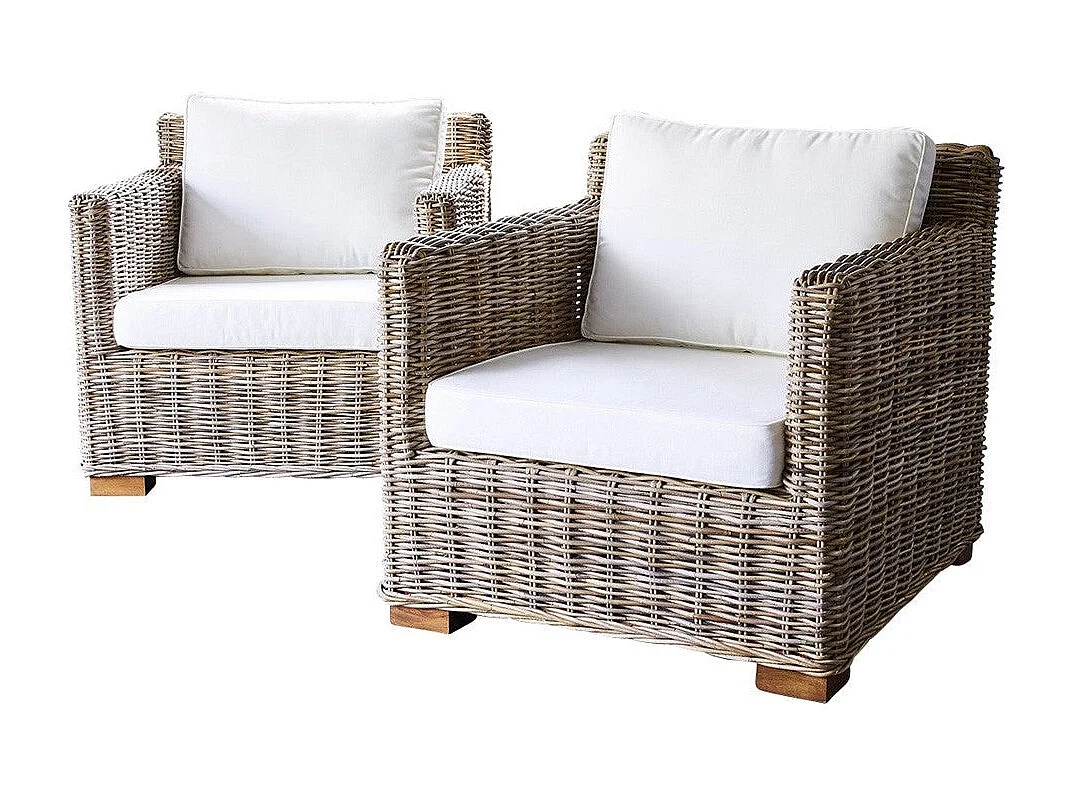 Lot de 2 fauteuils de jardin en kubu naturel