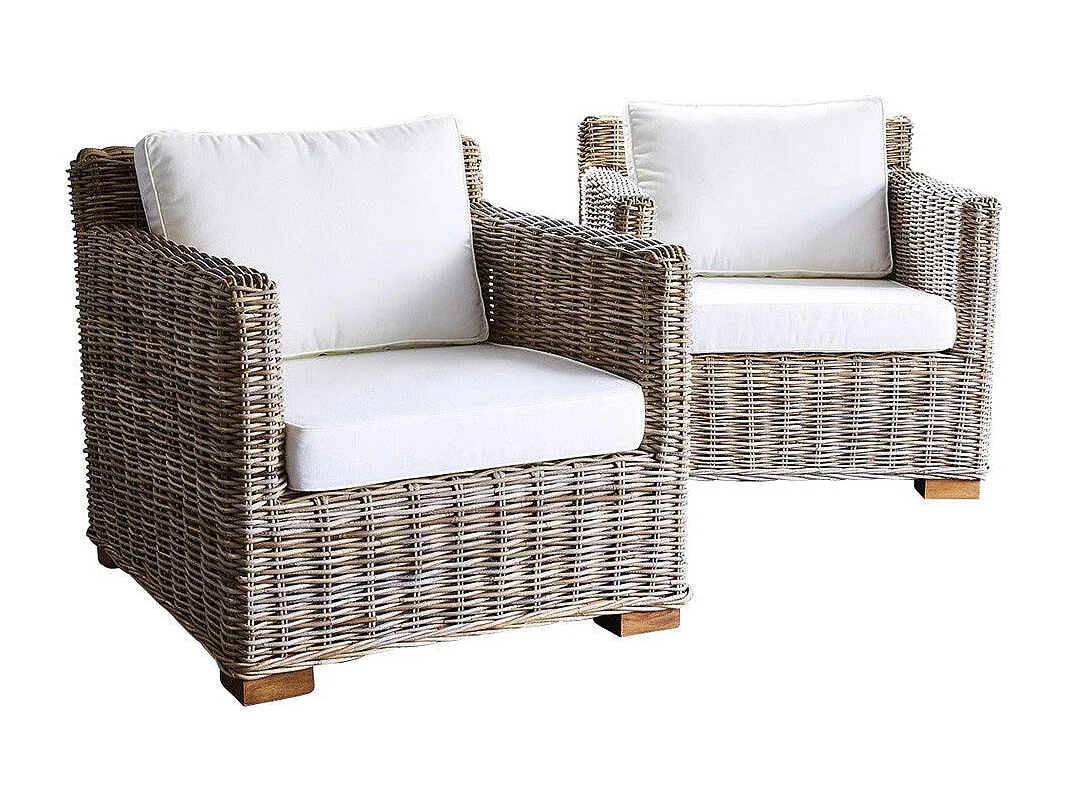 Lot de 2 fauteuils de jardin en kubu naturel