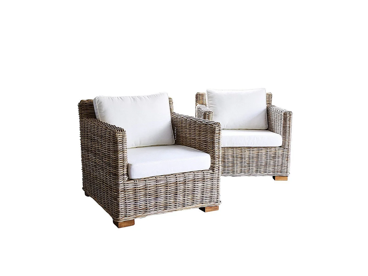 Lot de 2 fauteuils de jardin en kubu