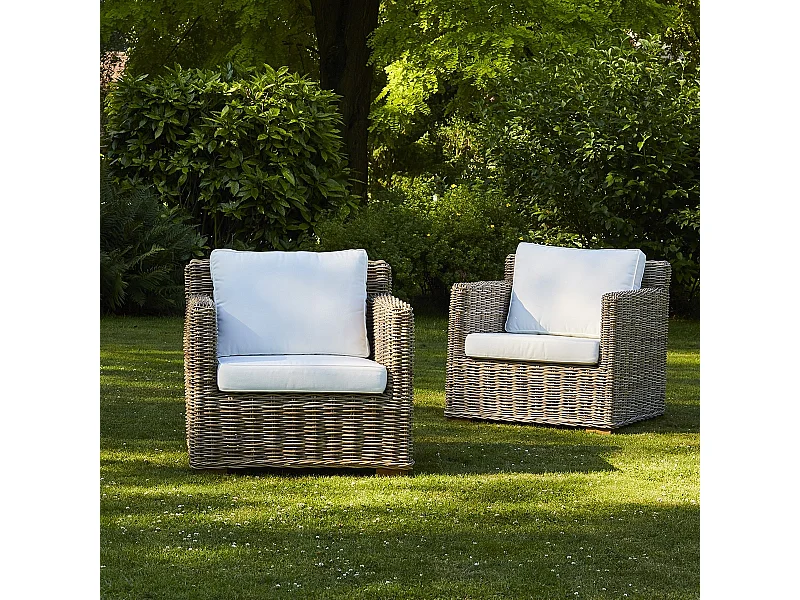Lot de 2 fauteuils de jardin en kubu naturel
