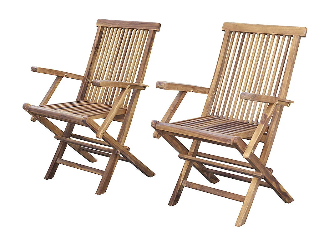 Lot de 2 fauteuils de jardin en teck huilé massif pliant