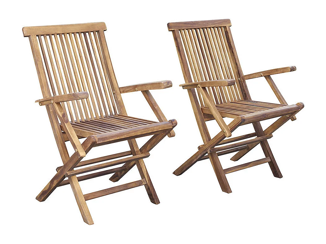 Lot de 2 fauteuils de jardin en teck massif pliants