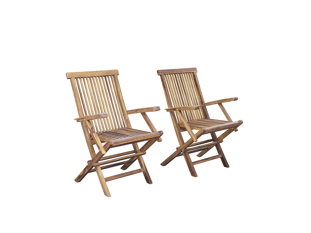 Lot de 2 fauteuils de jardin en teck massif pliants