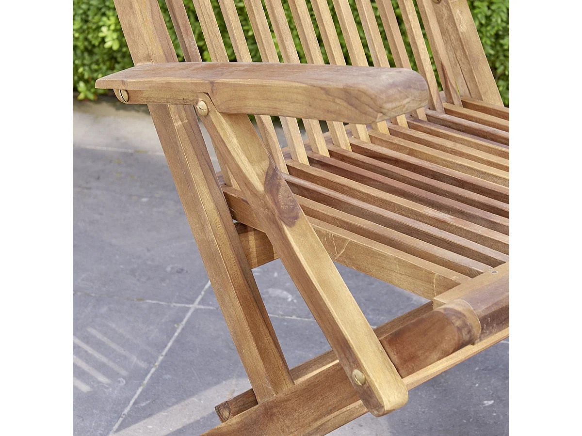 Lot de 2 fauteuils de jardin en teck massif pliants