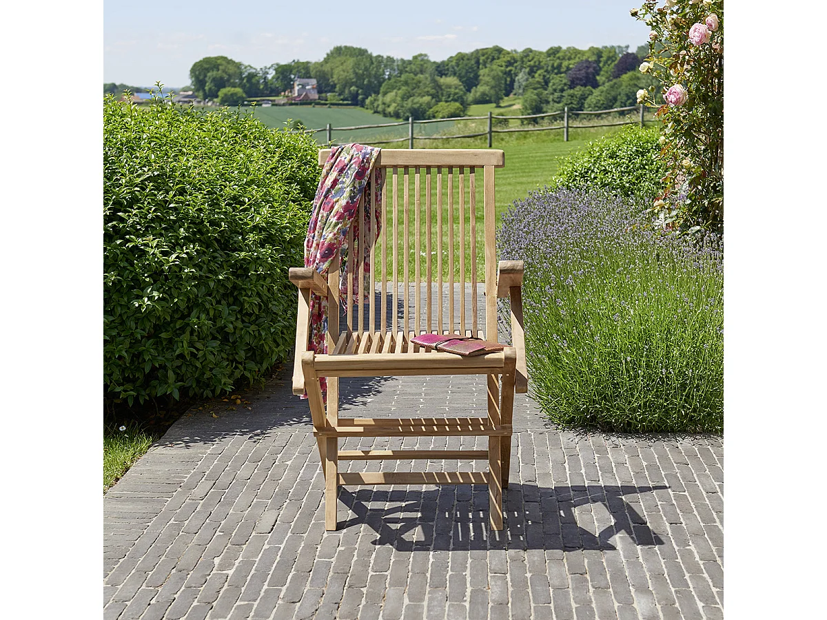 Lot de 2 fauteuils de jardin en teck massif pliant