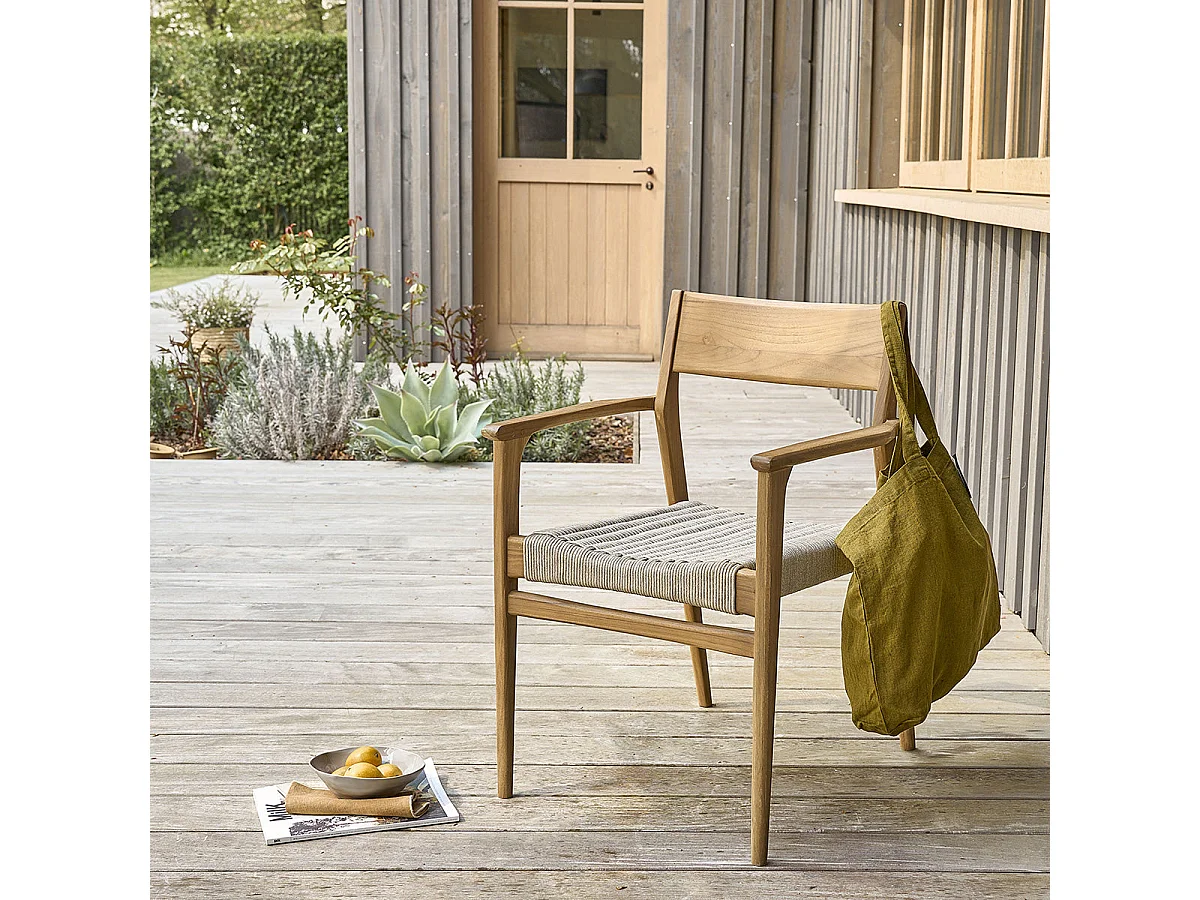 Fauteuil de jardin en teck massif et cordage