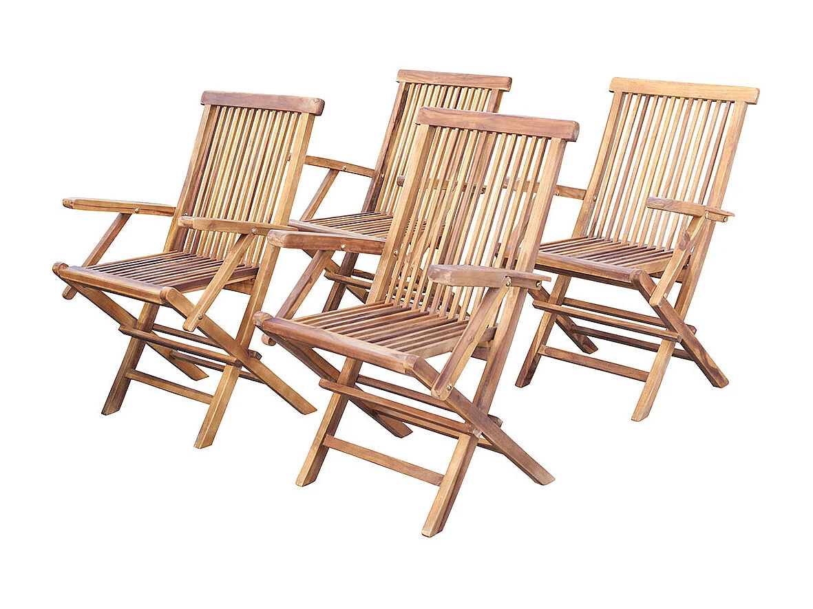 4 poltrone da giardino pieghevoli in legno massello di teak