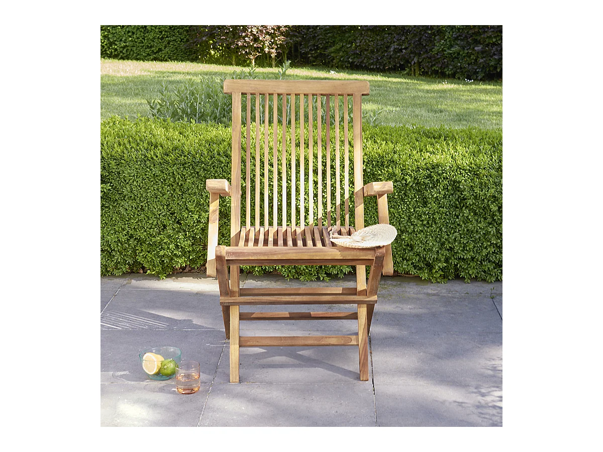 Lot de 4 fauteuils de jardin en teck huilé massif pliant
