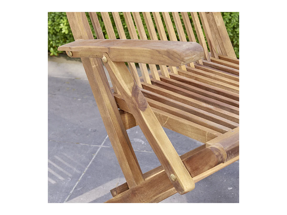 Lot de 4 fauteuils de jardin en teck huilé massif pliant