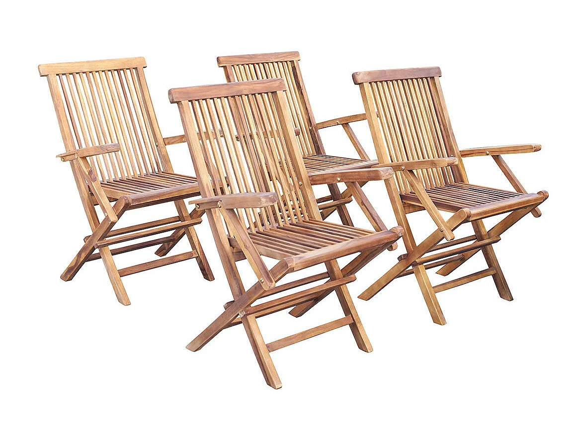 Lot de 4 fauteuils de jardin en teck massif pliants