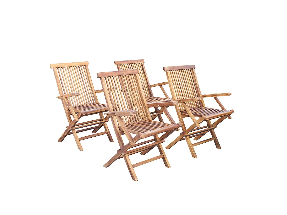 Lot de 4 fauteuils de jardin en teck massif pliants