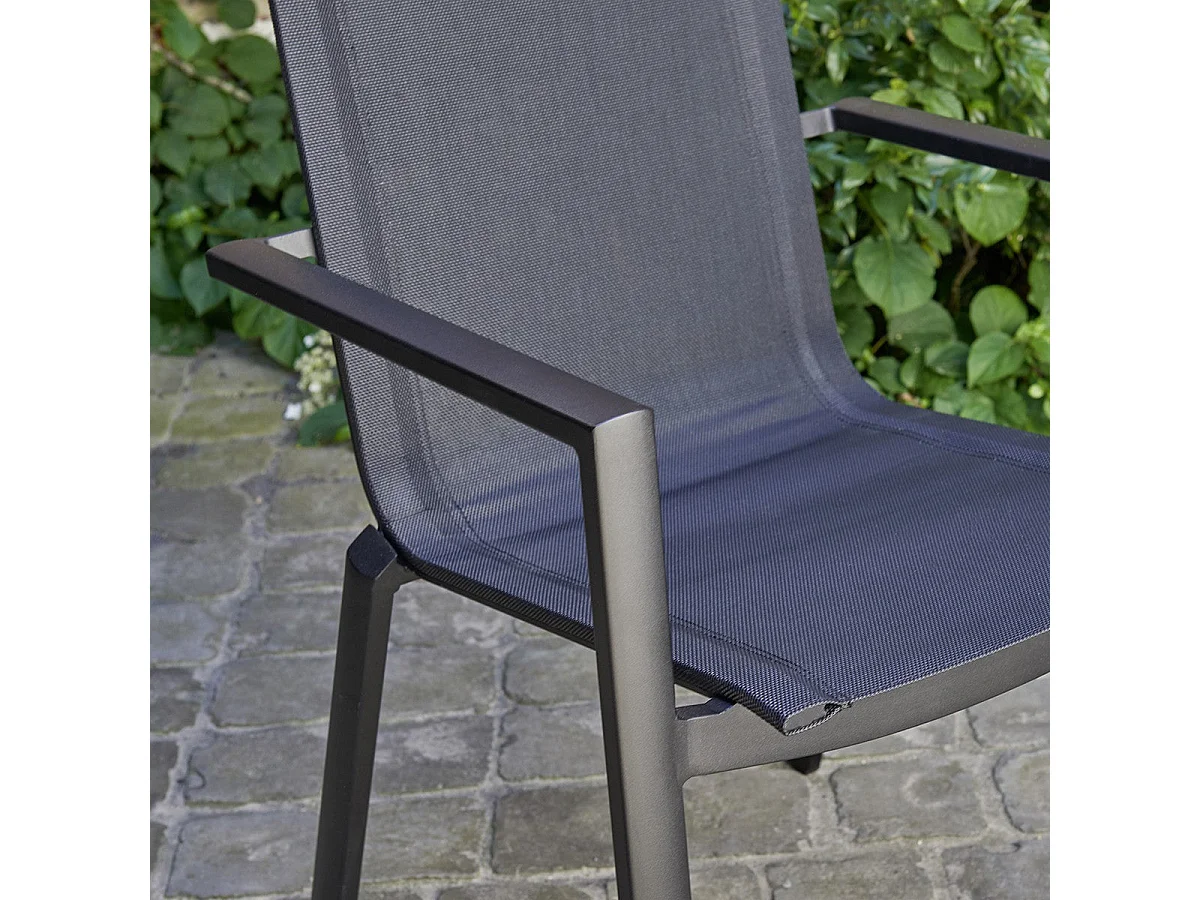 Fauteuil de jardin en aluminium et textilène gris