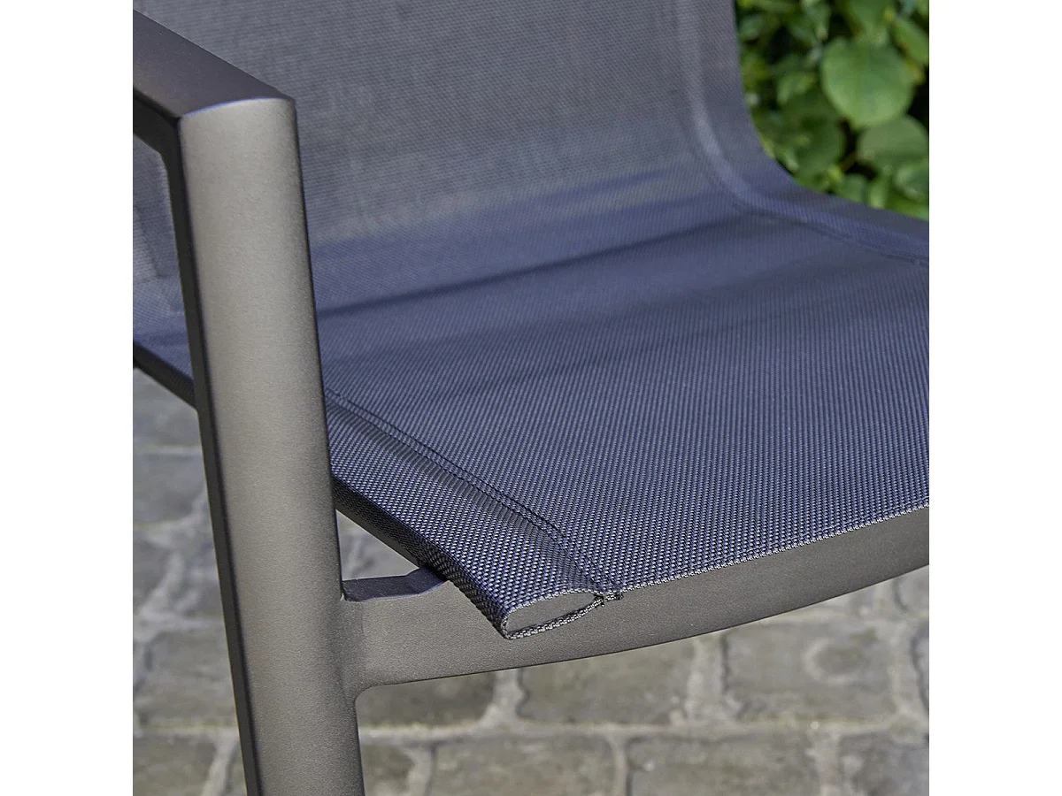 Fauteuil de jardin en aluminium et textilène gris