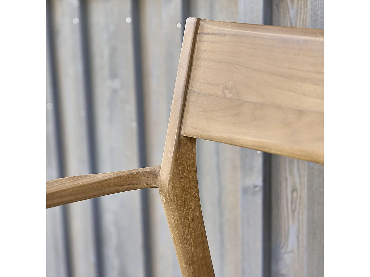 Lot de 2 fauteuils de jardin en teck massif et cordage