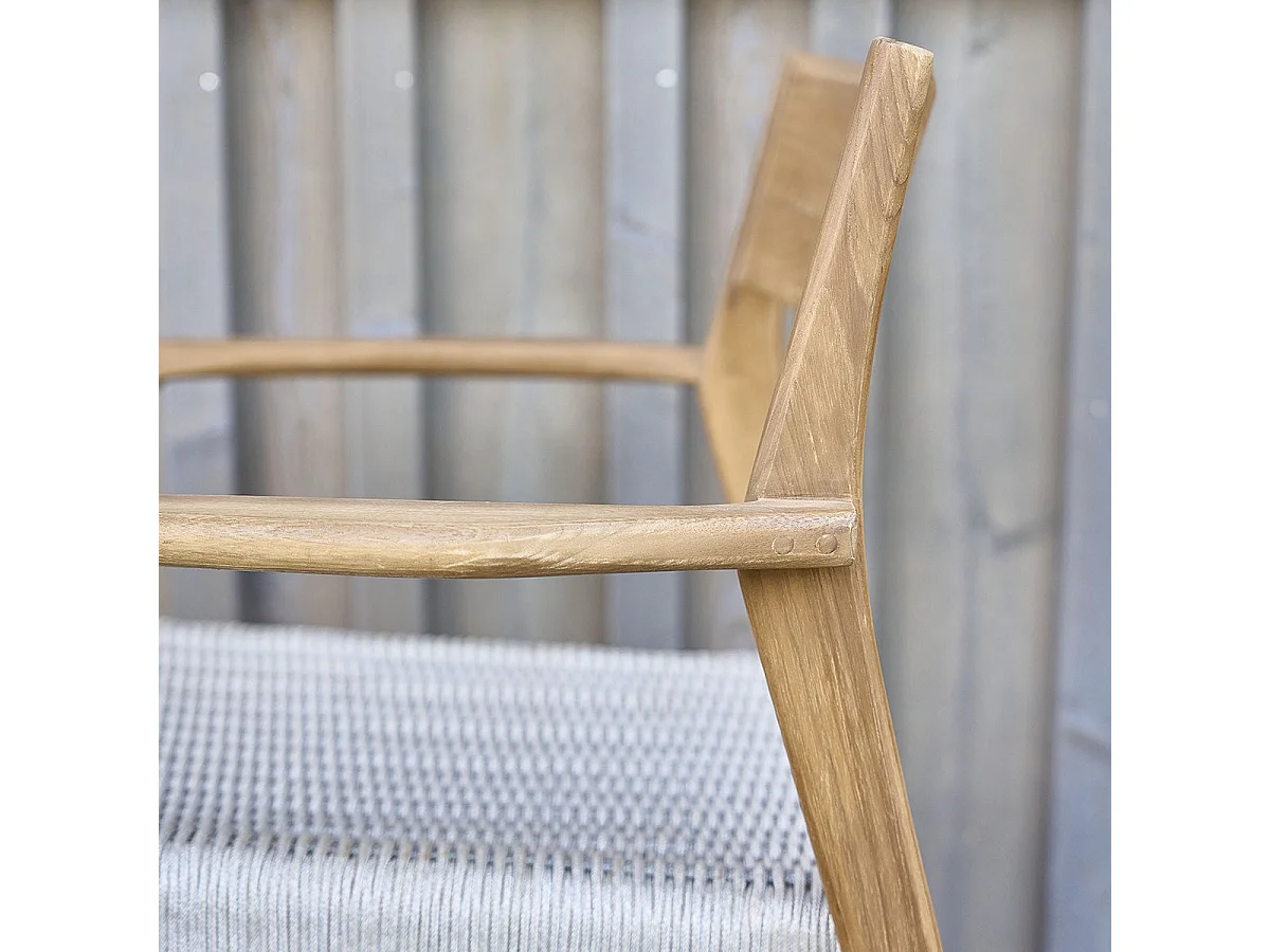 Lot de 2 fauteuils de jardin en teck massif et cordage