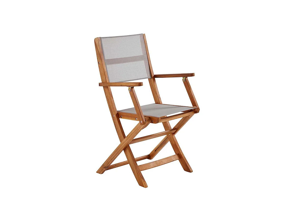Fauteuil de jardin en acacia et textilène pliant