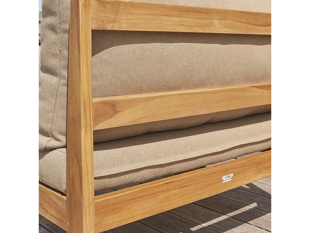 Poltrona da esterno in legno massello di teak tortora