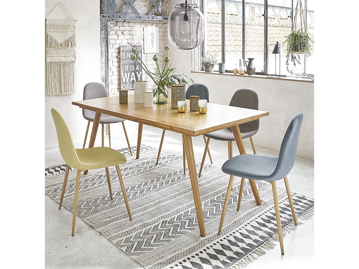 Mesa de comedor de madera mindy maciza para 8 personas