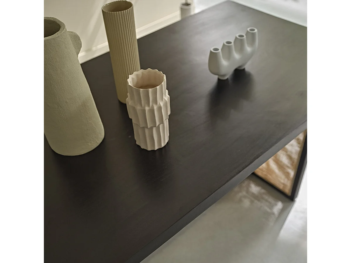 Table en manguier massif et cannage 6 pers.