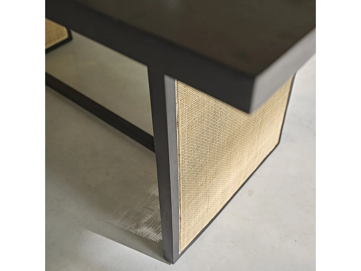 Table en manguier massif et cannage 6 pers.