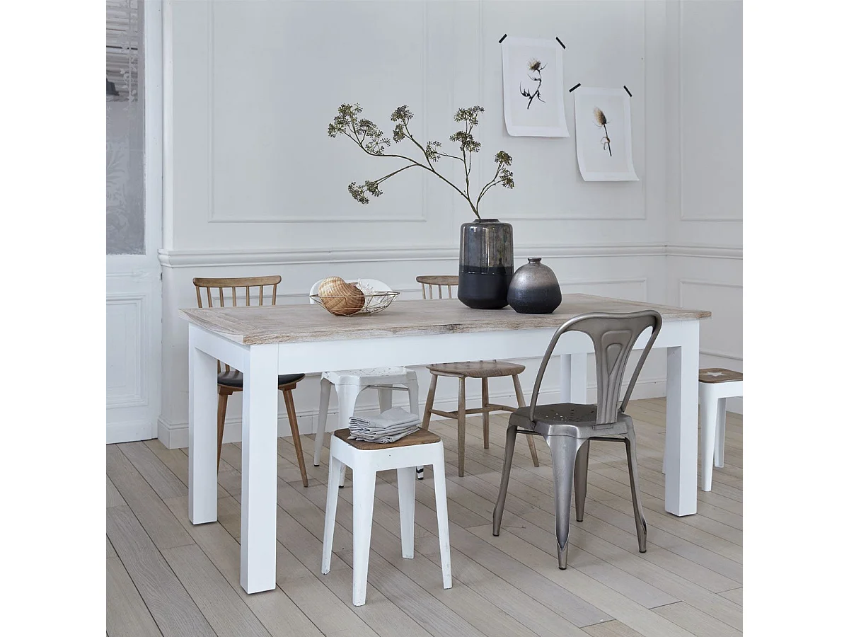 Mesa de comedor de caoba y teca maciza para 8 pers.