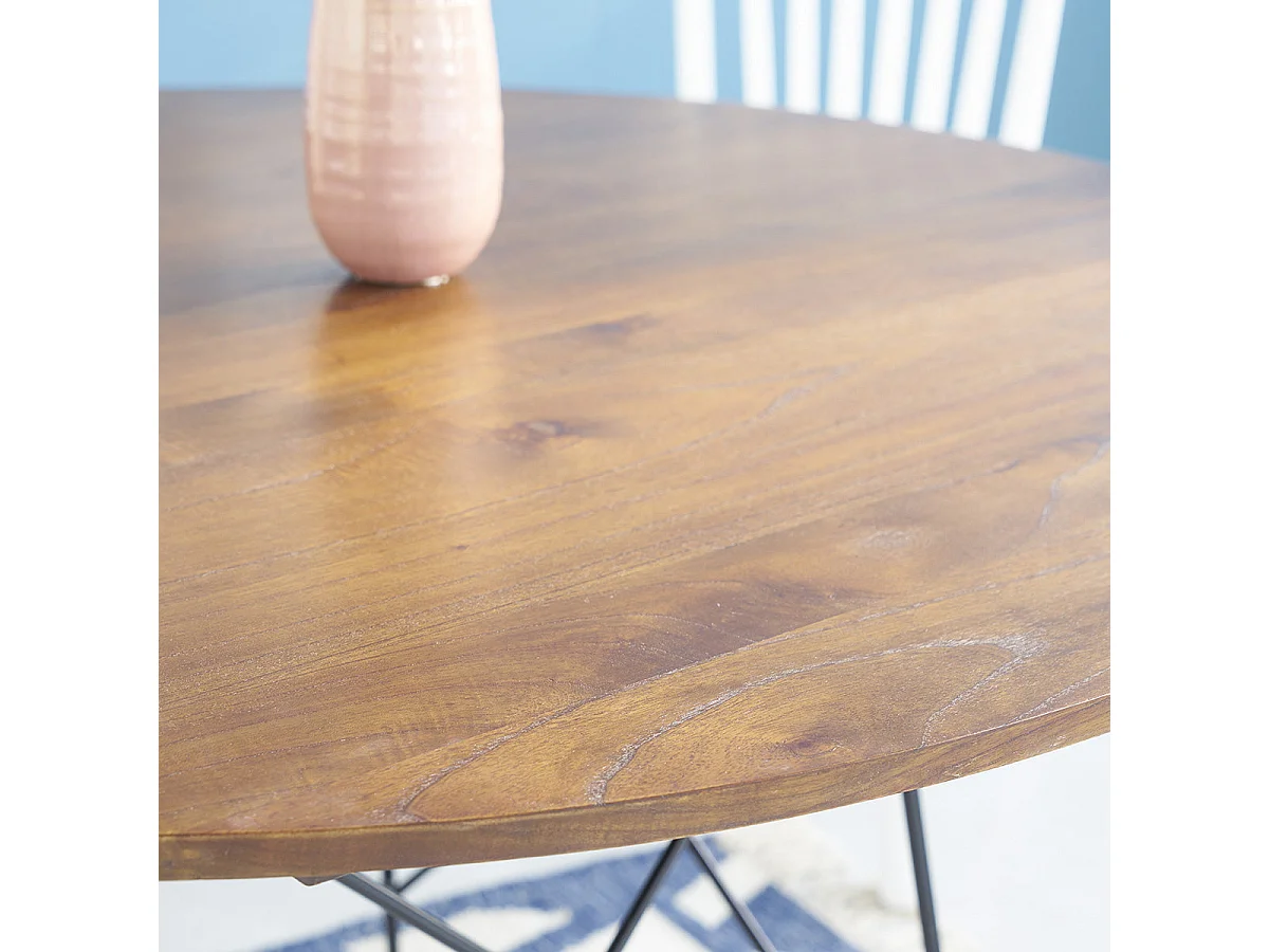 Mesa redonda de madera de mindy con acabado nogal 4 personas