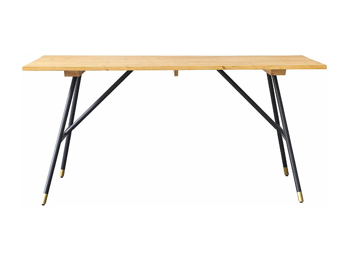 Mesa de comedor de madera de pino maciza y metal para 6 pers.