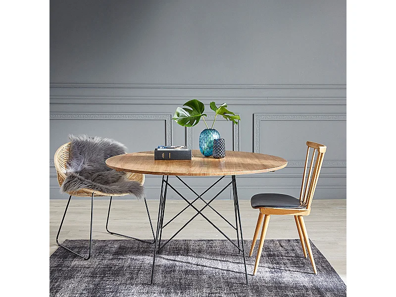 Table en mindi massif finition naturelle 4 pers.