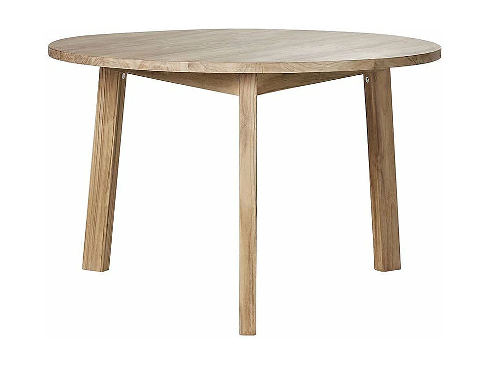 Mesa de comedor redonda de madera teca maciza para 4 personas