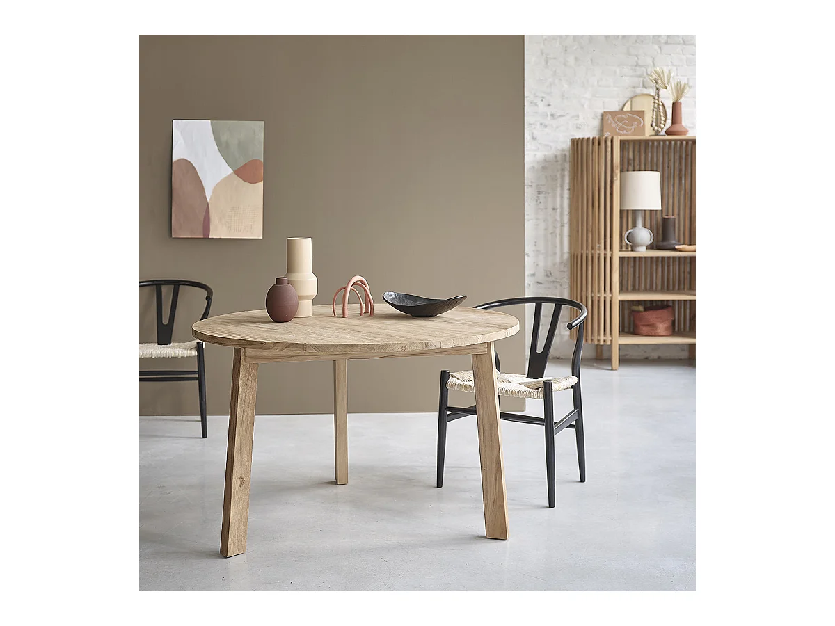 Table en teck massif ronde 4 pers.