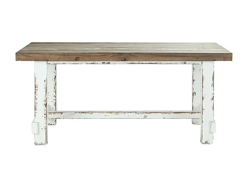 Mesa de comedor de madera de pino reciclada maciza para 8 personas